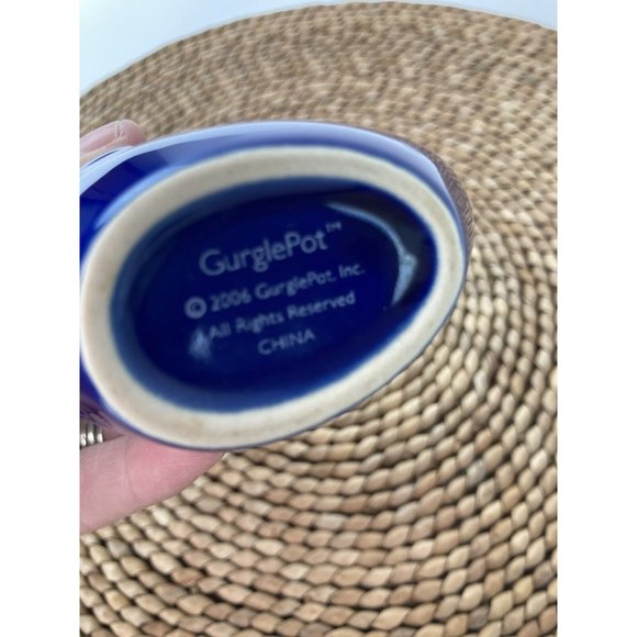 *Vintage Blue Ceramic Gurgle Pot Jug Glug Glug 3 1/2" H Small Mini Collectible - Picture 7 of 8